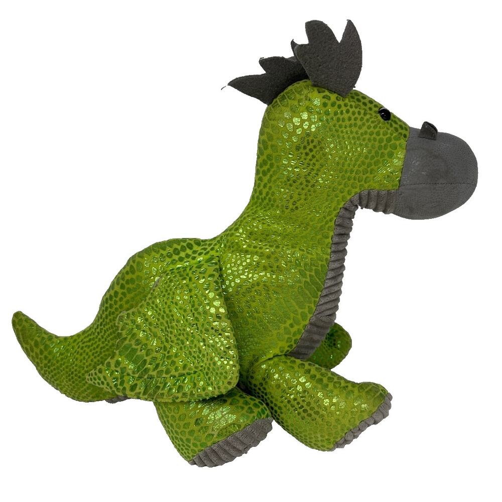 Fantasy Green Metallic Sparkle Dragon Plush Stuffed Animal 22" Long 15" Tall - Picture 3 of 6